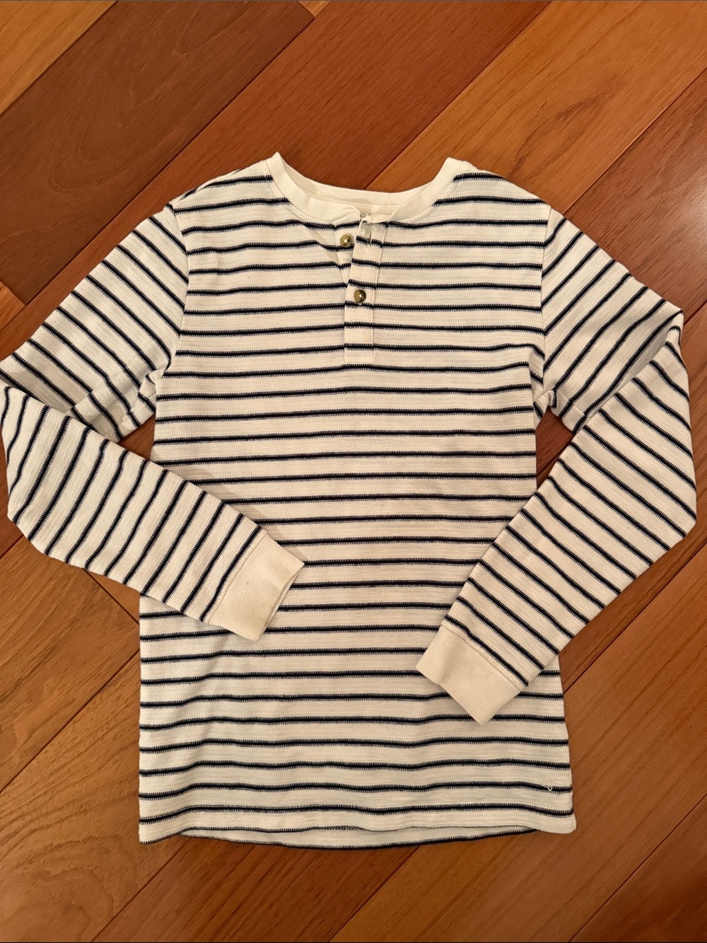 Janie & Jack Classic Navy Stripe Long-Sleeve Henley for Kids - White & Navy